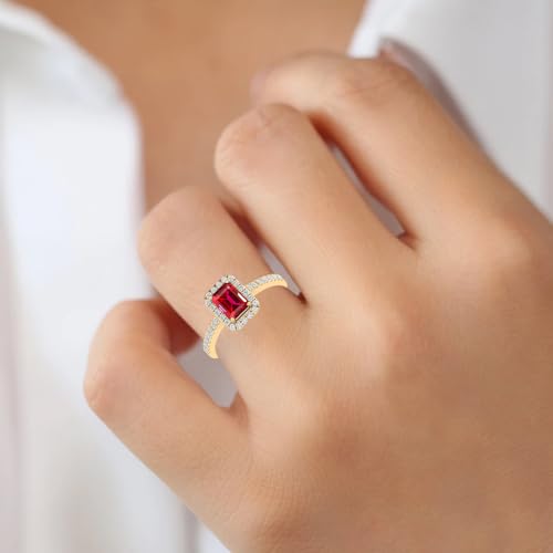 2CT Gemstone Engagement Rings for Women,Silver 10K 14K 18K Gold Emerald Cut Women's Wedding Bands Promise Rings for Anniversary Valentines Day Birthday Size 4-123