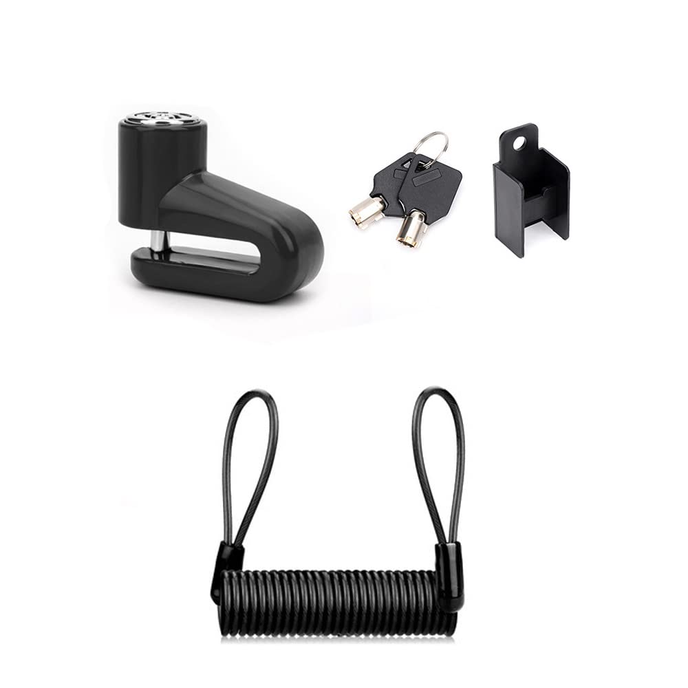 Disc Brake Lock, Anti-Theft Steel Wire Lock with 1.5m Reminder Rope Disk Locker Scooter Lock for Bike Bicycle Motorbike Motorcycle Brake Wheel Disc