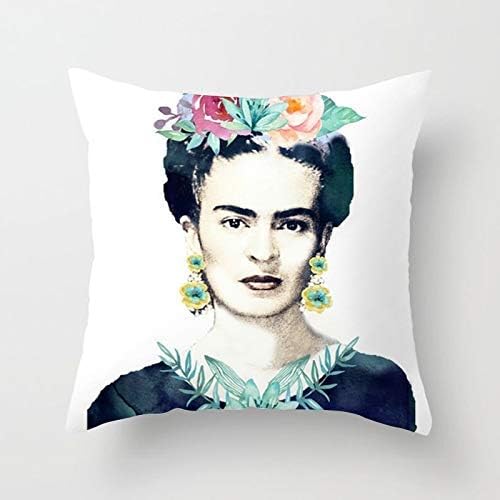 Cushion Cover Fabric Frida Kahlo Colorful Flowers Pillowcase 45x45cm Woven Pillow Covers Home Decor (s12)