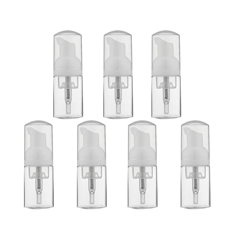 7-Pack 30ml Plastic Foamer Pump Bottle Empty Foam Dispenser Bottle Travel Soap Bottle for Cleaning, Hand Soap Foaming, Shampoo, Cosmetics Packaging (Transparent)