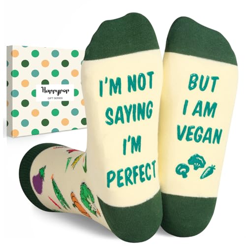 HAPPYPOP Vegan Gifts Ideas Socks - Vegetarian Gifts for Women Men Funny Vegan Vegetable Socks for Her Him