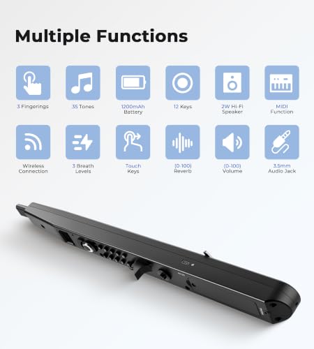 Image of Vangoa Digital Wind Instrument, 3 Fingerings 35 Tones Rechargeable Synth