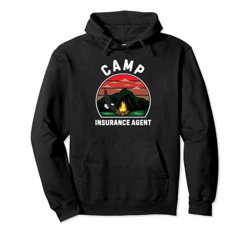 Camp Insurance Agent Retro Summer Camper Staff Camping Pullover Hoodie