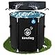 Keszing Foldable Ice Bath Tub, Cold Plunge Tub für Erwachsene mit aktualisierten T-förmigen Rahmen, Outdoor Freestanding Bathtub Spa Tub für Dusche Stall, stabiler (schwarz, 80x75cm)