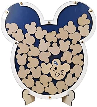 Libro de invitados enmarcado con cabeza de ratón de madera alternativa para iniciar sesión para decoraciones de fiesta temática de Mickey Mouse