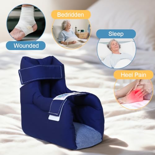 Image of EZ Assitive Heel Protector Sleeves - Open Heel Design for Pressure Relief, Adjustable Straps, Soft & Breathable Fabric, Fits Both Feet (1pc) - Ideal for Bedridden, Elderly & Diabetic Care