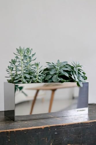 VIVANNO Blumenkasten Pflanzkasten Fensterbank-Kasten Edelstahl Acento Vertico - 17 x 40 x 17 cm