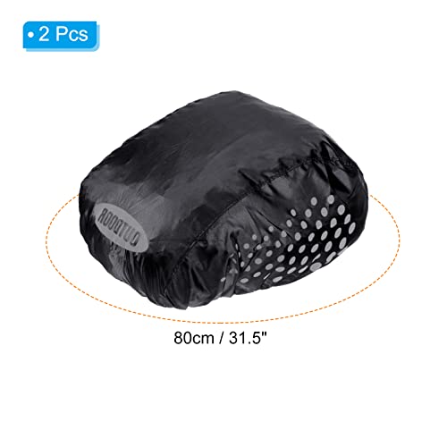 PATIKIL Bike Helmet Cover, 2 Pack Motorcycle Helmet Rain Covers Waterproof Bicycle Helmets Covers with Safety Reflective Stripes for Road Cycling, Black
