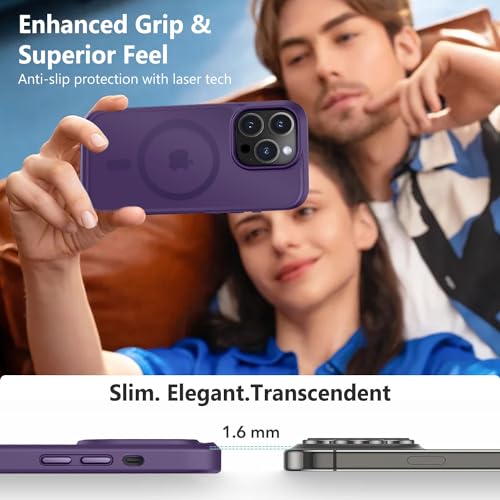 Image of MOCCA Magnetic Shockproof for iPhone 14 Pro Case,Deep Purple | 13ft Drop Tested | Compatible with MagSafe | Anti-Slip Matte Finish | Raised Camera & Screen Lip | Ultra-Slim Design