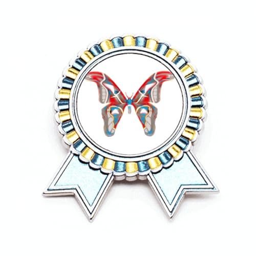 Broche 3D relief bicolore en métal taille M pour structurer un vêtement