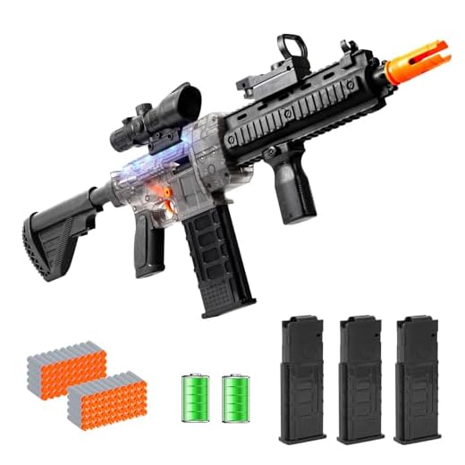 Realistic Toy Gun for Nerf Guns Darts, Foam Blaster - with Scope 100 Soft Bullets 3 Magazines, Semi-Auto Sniper Rifle Electric M416 Machine Guns for Boys 6-12 Age Kids and Adults