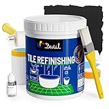 DWIL Tub Paint, Tub and Tile Refinishing Kit with Tools, Bathtub Paint Water Based &Low Odor, Easy to Use for Sink Bathroom Shower, Black 35oz/50-55sq.ft