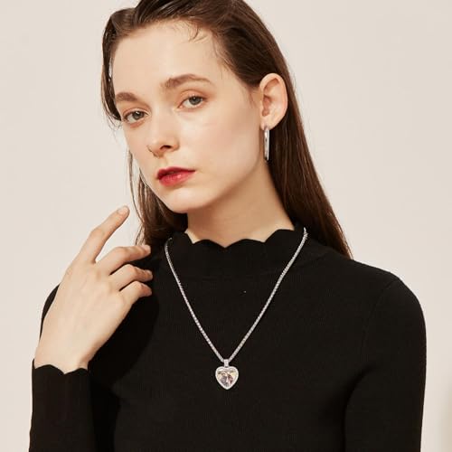 FindChic Customized Heart Photo Necklace Plain/Bling CZ/Rose/Angel Wings/Rotatable 2-Side Picture Pendant Stainless Steel/Gold Plated/Black Valentine's Jewelry Gift for Women Mom Girlfriend +Gift Box2