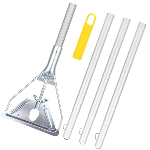 Image of Mop Handle Commercial Heavy Duty - 57 Inch Industrial Metal Mop Stick Replacement for Floor Cleaning - Professional Mops Head Replacement Holder