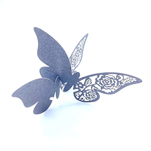 ElecMotive Lot de 100 Papillons 3D Carte de Verre Marque Place Forme de Papillon Ajouré Décoration de Table pour Fêtes Mariage