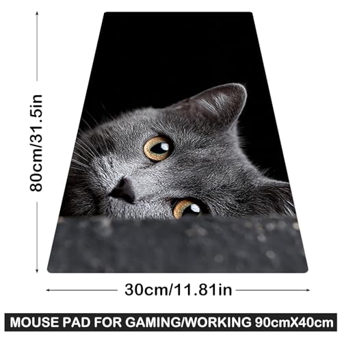 Image of Nuxovilar Professional Large Mouse Pad 11.8x31.4 Inch Polyester Desk Mat for Home Office Gaming Room Cute Decor - Gray Cat