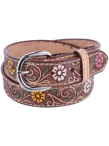 CTM Girls 1 Inch Floral Embossed Belt3
