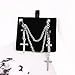 ANDPAI Personalized Multi Layered Long Stainless Steel Cross Chain Dangle Earring Threader Tassel Ear Cuff Black Punk Drop Earring for Women Men Statement Jewelry Gifts (Silver)