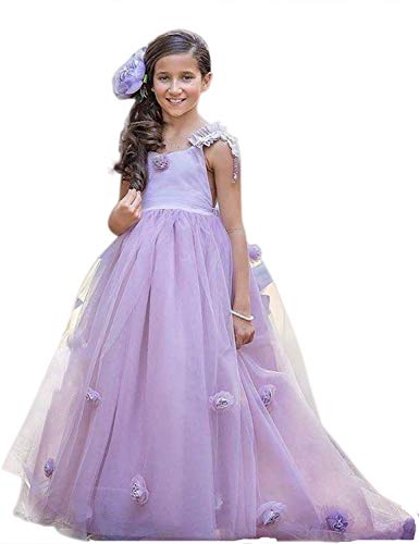 Tulle Flower Girl Dresses for Wedding V Neck Toddler First Communion Dresses Pageant Ball Gown AR218