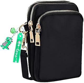 NEEVAS Women Crossbody Phone Bag Mini 3 Layers Waterproof Nylon Zipper Girl Shoulder Bag Casual Pouch Wallet with Detachable Keychain