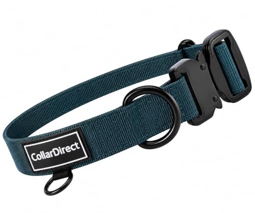 Image of Heavy Duty Waterproof Dog Collar, Double-Layered Nylon (Dark Blue, 11-15) | Adjustable heavy-duty collar for medium /large dogs; rugged double-layered nylon built to handle active, daily wear and tear