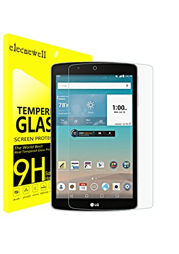 LG G Pad F 8.0 Screen Protector, elecnewell Tempered Glass with [9H Hardness] [Crystal Clear] [Scratch-Resistant] [Bubble Free] [Easy Installation] for LG G Pad F 8.0 Tablet
