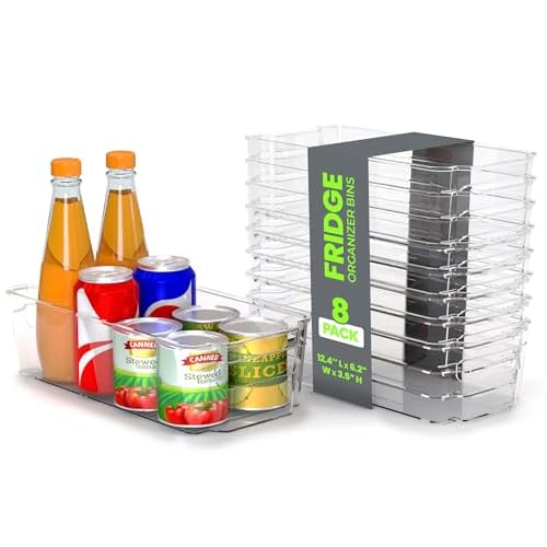 Utopia Home – Fridge Organizer Bins – Refrigerator Organizing Bins – Pantry Organizers & Storage – Stackable for Home & Kitchen Pantry Organization – Clear Plastic Containers (8 Pack)