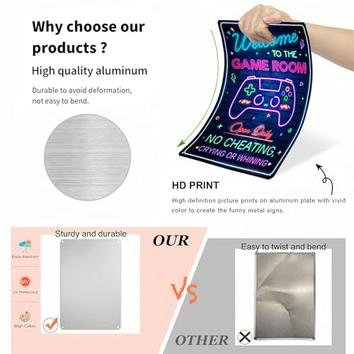 Funny-Rinted-Neon-Gaming-Metal-Poster-for-Gaming-Room-Wall-Door-Decor-Gift-for-Teen-Boy-Boyfriend-Welcome-To-The-Game-Room-Sign-8-x-12-Inches