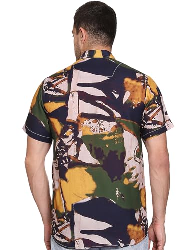 Image of The SV Style Men's Abstract Print Button Down Shirt, Half Sleeve, Casual Fit, Rayon Fabric, Summer Wear