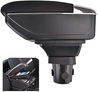 SENYAZON Dual Layer Armrest for Toyota Yaris 2 Hatchback Vitz 2006-2011 Center Console Storage Box Leather Arm Rest Daihatsu Charade (Flexible)
