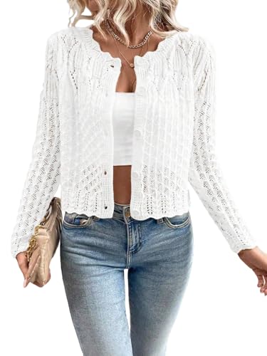 Urchics Knit Cardigan Sweaters for Women Crewneck...