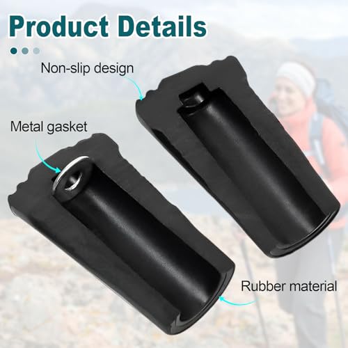Dexspoeny 10Pcs Trekking Pole Tips Replacement,Walking Stick Tips Rubber Accessories,Rubber Cane Tips 3/4 inch for Hiking Sticks Protectors, Fits All Standard Hiking Walking Climbing Camping Poles - Thumbnail 3