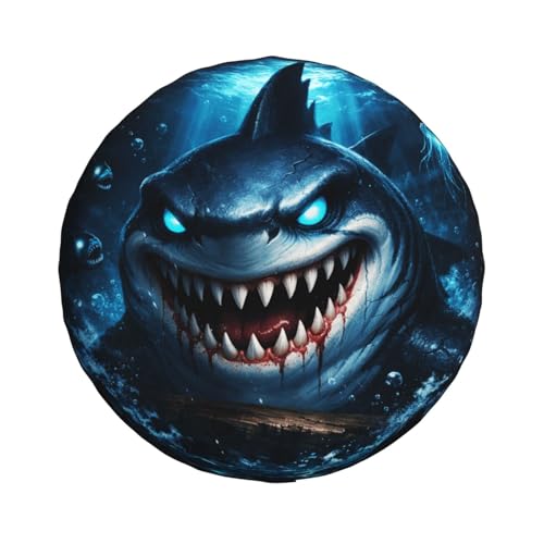 Image of Shark Spare Tire Cover - Funny Wheel Protectors Waterproof Universal Wheel Cover for SUV Rv Travel Trailer Camper Truck 16 Inch