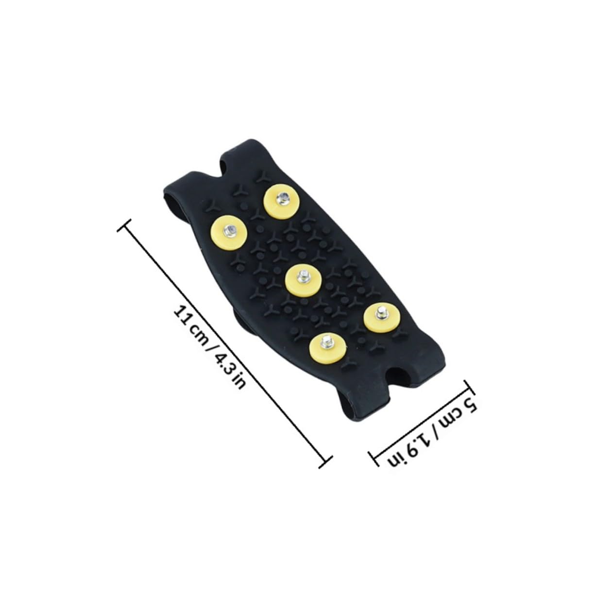 OSALADI Crampones Antideslizantes TPE 5 Puntas y Cierre Amarillo, Cubiertas para Zapatos de Invierno, 2 Pares, Pinzas de Hielo para Exteriores y Senderismo en Nieve