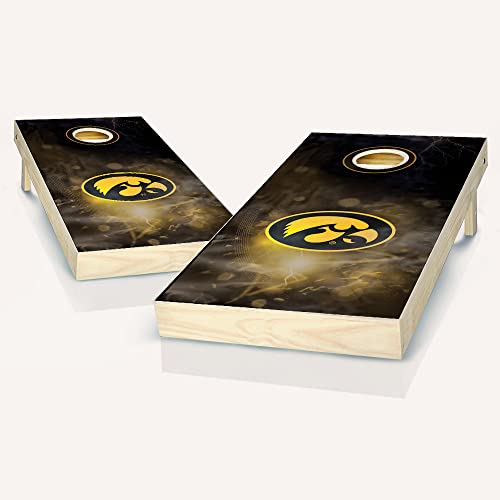 Skip's Garage Iowa Hawk Smoke Cornhole Set - Include Edge Lights + Score Tower