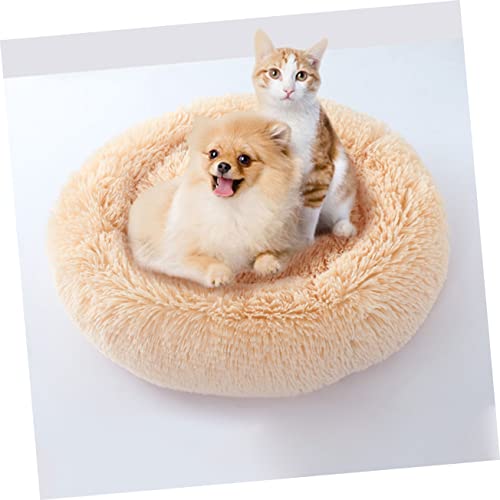 Kisangel Luxus Haustier Bett Runde Donut Katze Hund Kissen Selbst-erwärmung Funktion Größe Beige