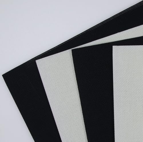 Image of KCS 4 /6 pc of 12 inch x 18 inch(30cmx45cm) 18CT Counted Cotton Aida Cloth Cross Stitch Fabric (4 pc, Antique White+Black)
