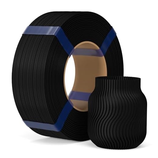 ELEGOO PLA Basic Refill Filament 1.75mm Black 1KG, 3D Printer Filament No Spool Dimensional Accuracy +/- 0.02mm, 3D Printing PLA for Reusable Spool Refilling