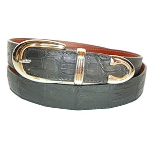 Charles Underwood Men’s Genuine Crocodile Belt with Palm Springs 3-Piece Buckle Set