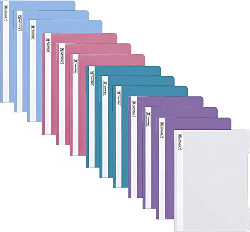 13 Brunnen Schnellhefter A4 farbig sortiert PP-Folie glasklares Deckblatt [ Pastell Edition ]