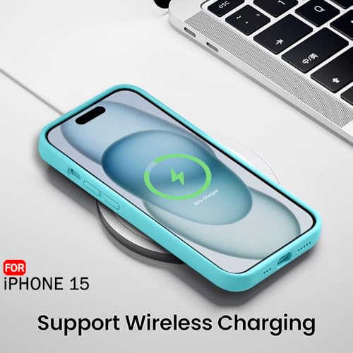 Image of TheGiftKart Liquid Silicone Back Cover Case for iPhone 15 | Soft Micro-Fibre Lining Inside | Camera & Screen Protection | Shockproof Back Cover for iPhone 15 (Silicone, Aquamarine)