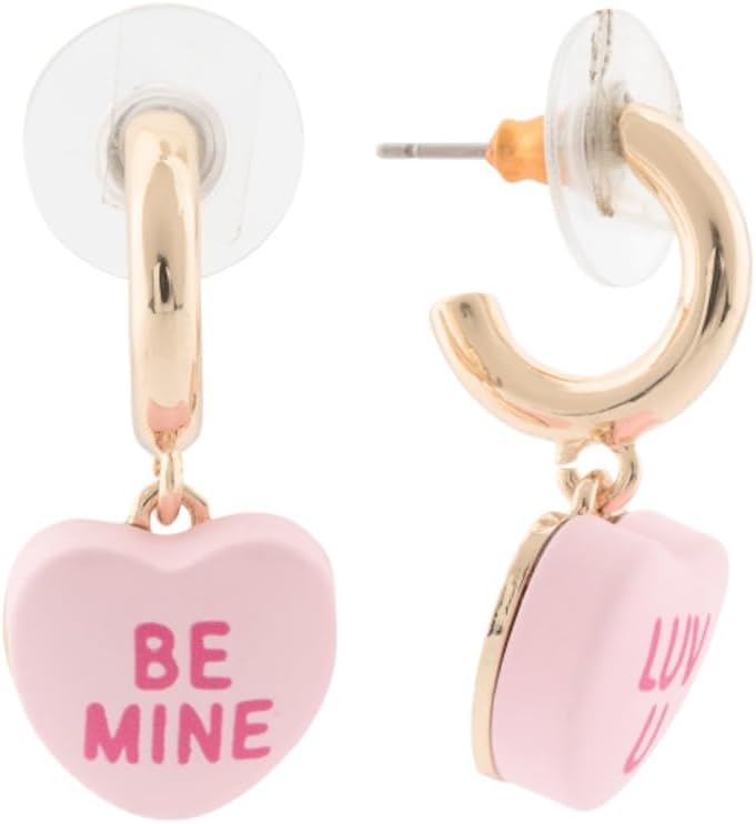 Betsey Johnson Valentines Valentine's Day Conversation Candy Hearts (Sweetheart Huggie Hoop Earrings)