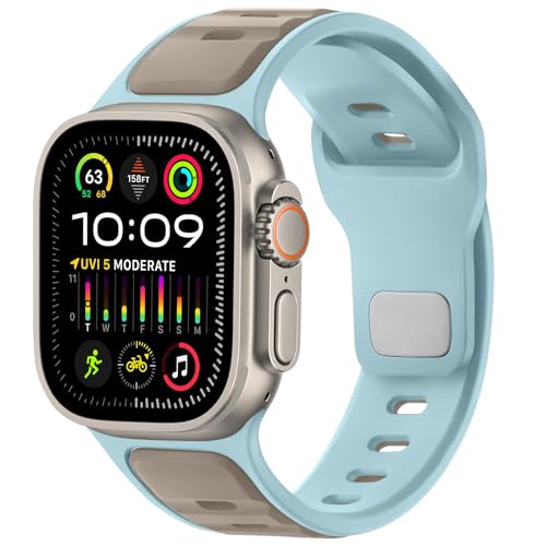 Bracelet de sport en silicone bleu clair pour Apple Watch Ultra et iWatch toutes séries