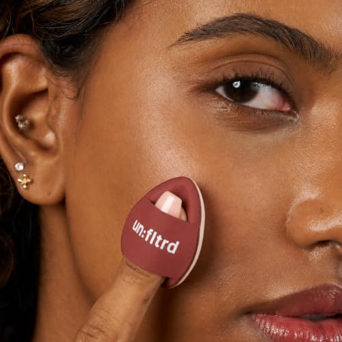 Image of unfltrd Mini Finger Puff Makeup Sponge Set of 3 | Washable Microfibre Air Cushion Powder Puffs with Travel Case | Precision Tip for Liquid, Cream & Powder | Streak-Free, Seamless Blending (PINK)