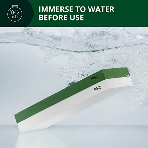 Premium Whetstone Knife Sharpener - 2 Side Grit 1000/6000 Knife Sharpening Wet Stone Kit W/Sharpening Angle Guide, Non-Slip Bamboo Base - Pro Grade #TOP4