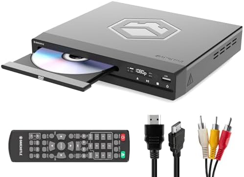 Compact DVD Player with Included HDMI | Multi Region Disc Playback | 1080 HD Upscaling | HDMI, RCA, & AV Connectivity | USB, MP3, & CD Playback | Easy Use Remote Control Included | OAKCASTLE DVD100