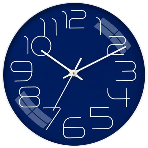 Image of TEKCOOL Plastic Digital Wall Clock 12 inch Silent Quartz Decorative Non-Ticking Classic Clock Battery Operated Round Easy to Read for Room /Home /Kitchen /Bedroom /Office /School-(Blue)'
