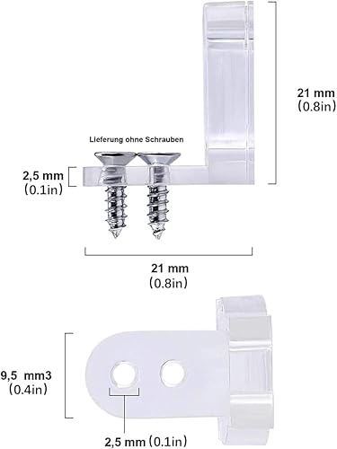 Miniatura 4 de Tvoip 100 clips de luz LED de 12 pulgada con 200 tornillos de PVC transparente para colgar en la pared al aire libre de Navidad