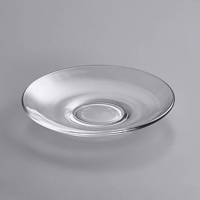 Image of PrimeWorld Glass Sucher Tea Serving Plate | Set of 6 Crystal Clear 5 Inch Glass Plates | Vintage Dinnerware for Pasta, Salad, Desserts, Snacks, Fruits, Parties, Home, Weddings & Gift Set