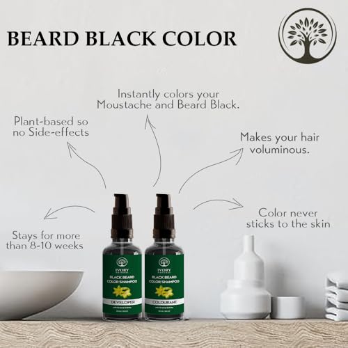 Image of Black Beard Color Shampoo (30ml + 30ml) - Get Instant Grey Coverage & Natural Black Beard & Mustache | Ammonia-Free, Plant-Based Shampoo - Free Gloves included